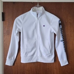 Champion White Zip-Up Jacket Youth Size Medium Excellent Condition!